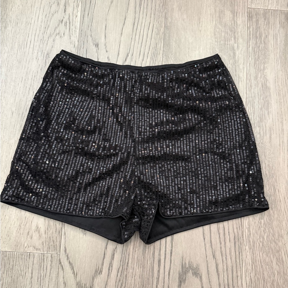 Black Sequin Women's Shorts